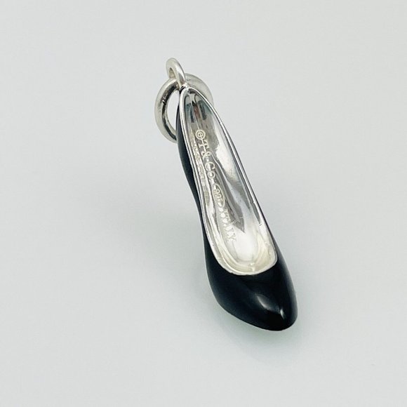 Tiffany Stiletto High Heel Shoe Charm in Blue Black Enamel and Sterling Silver - Picture 4 of 5
